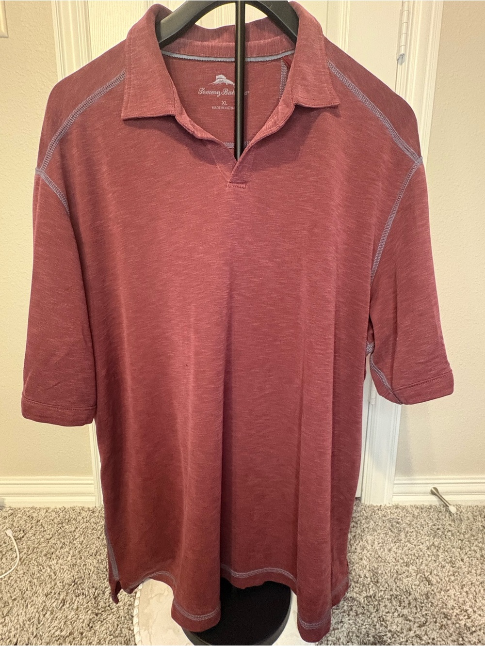 Tommy Bahama Men's Plum-Red Short Sleeve Polo